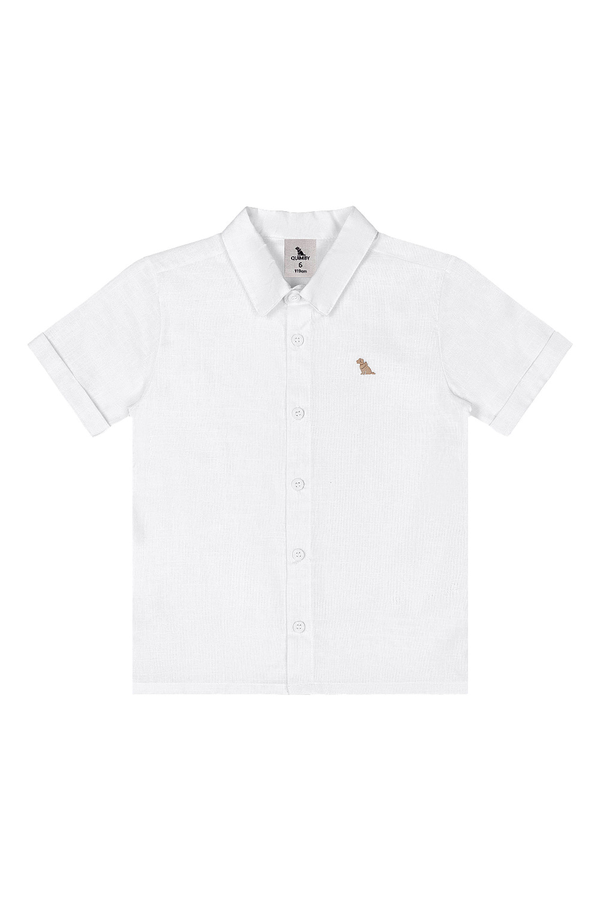 Conjunto Infantil com Camisa Social e Bermuda Sarjada (Branco) Quimby - Imagem 15